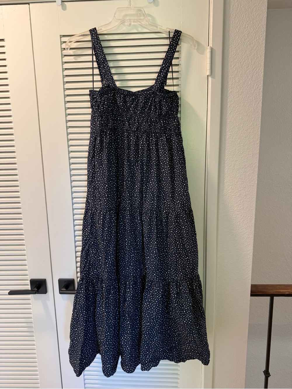 J.Crew women’s navy micro dot Tiered Maxi Dress - Picture 3 of 4